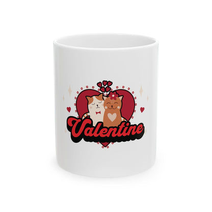 Cat Couple Valentine Ceramic Mug, Romantic Gift