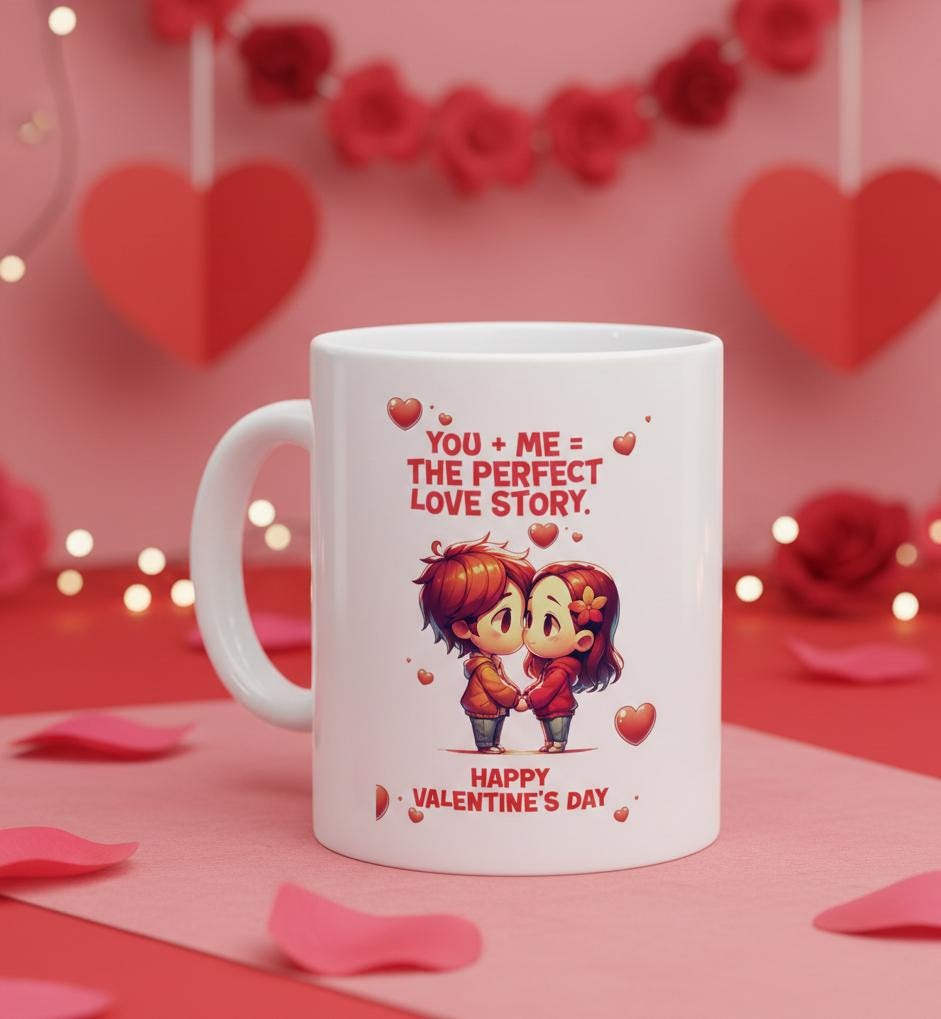 Chibi Couple Mug | Valentine's Day Gift, Love Story Ceramic