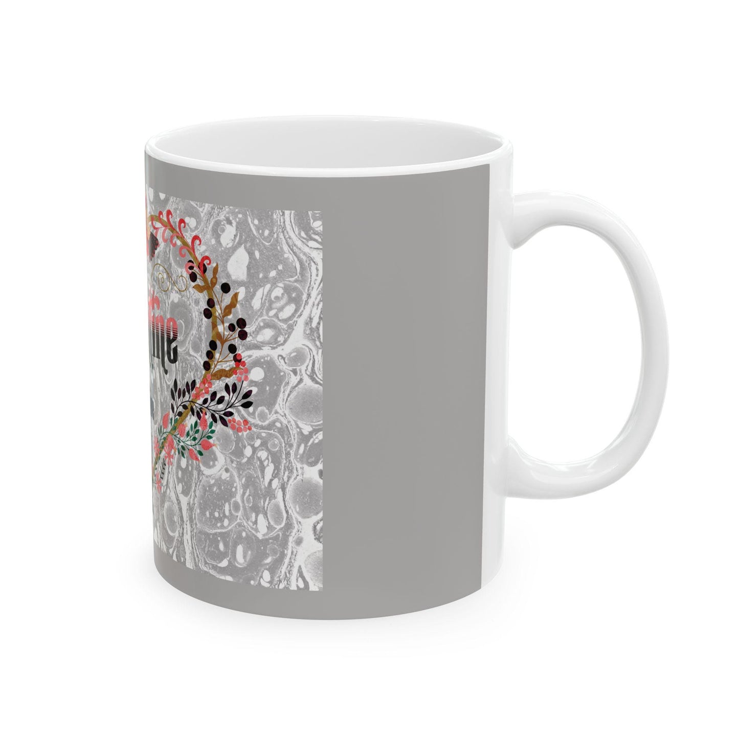 Valentine Be Mine Floral Heart Mug | Romantic Typography Coffee Cup