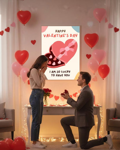 Valentine's Day Poster, Heart Chocolate Box, Romantic Gift (Digital Print A4 Size )