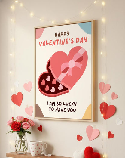 Valentine's Day Poster, Heart Chocolate Box, Romantic Gift (Digital Print A4 Size )