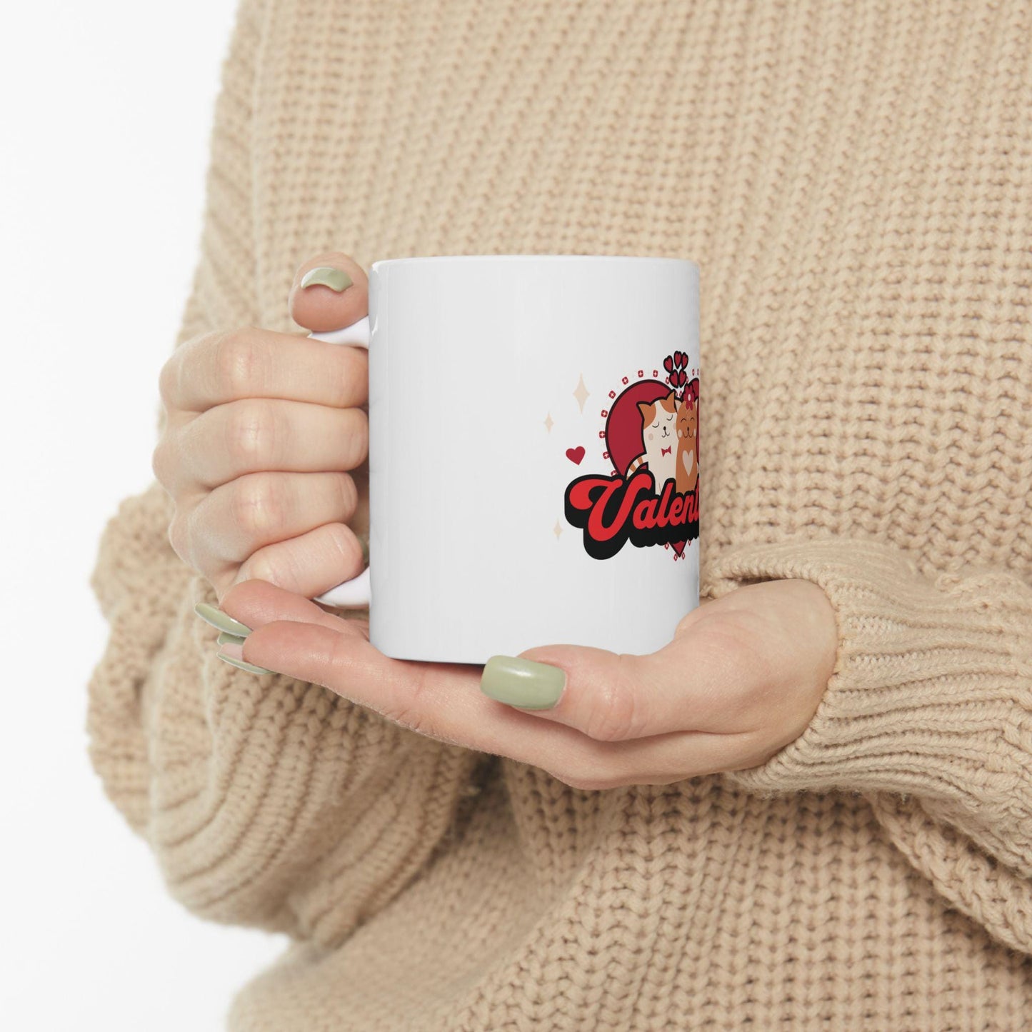 Cat Couple Valentine Ceramic Mug, Romantic Gift