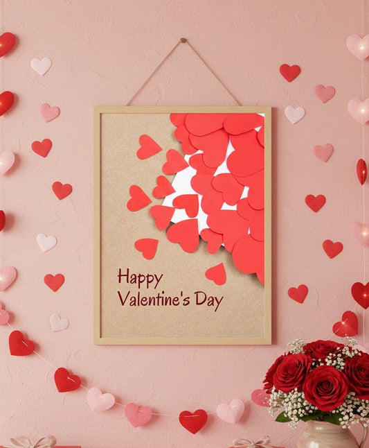 Rustic Red Hearts Valentine's Day Poster, Kraft Paper Print (Digital Download)