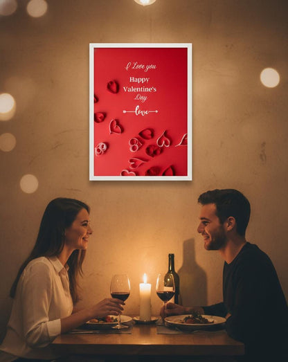 I Love You Valentine's Day Print | Minimalist Red Paper Hearts (Digital Download)