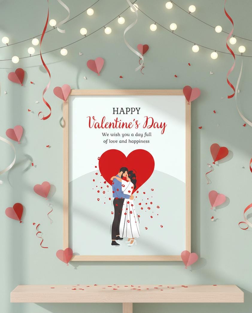 Romantic Couple Hugging Valentine's Day Poster | Love Story Home Decor (Digital Download)