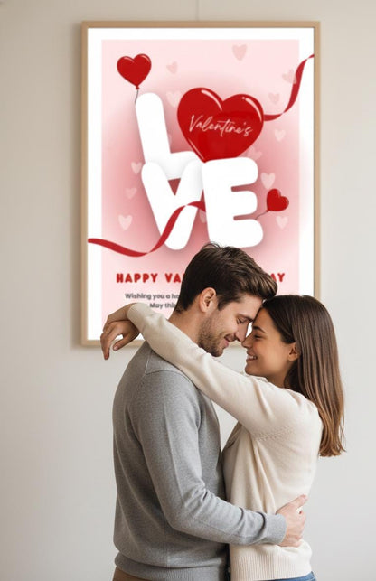 Valentine's Day LOVE Print | Playful Hearts Typography (Digital Download A4 Size)