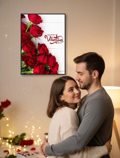 Red Roses Valentine's Day Poster, Romantic Floral Print (Digital Download A4 Size)