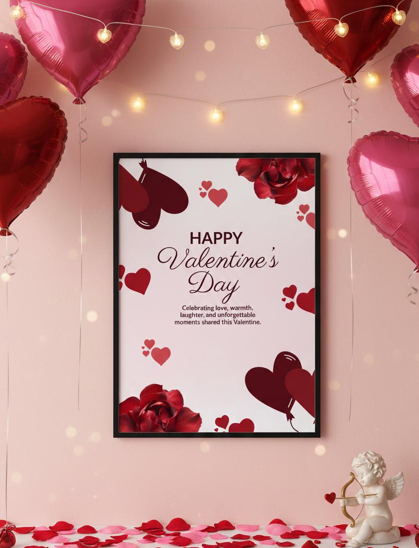 Red Rose Valentine's Day Poster | Romantic Home Decor (Digital Print A4 PDF & PNG)