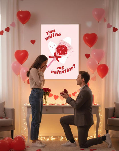 You will be my valentine? Rolled Poster | Valentine heart lollipop art