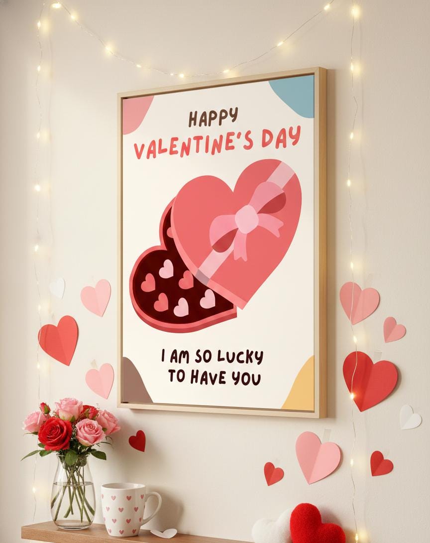 Valentine heart box chocolate Rolled Poster | Happy Valentines Day wall art