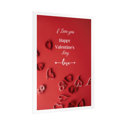 Happy Valentine Day love poster Rolled Posters | Red heart paper art print