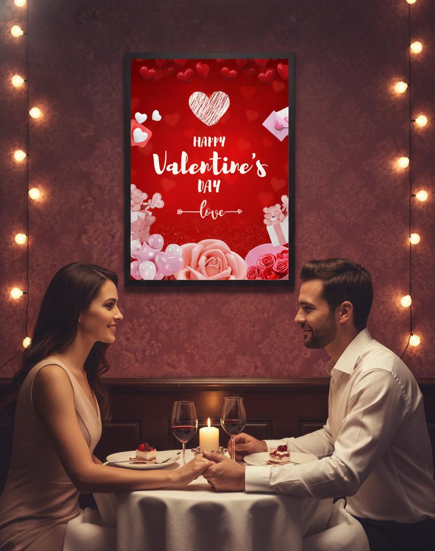 Happy Valentines Day Love poster | Rolled Poster, Valentine decor, Heart roses