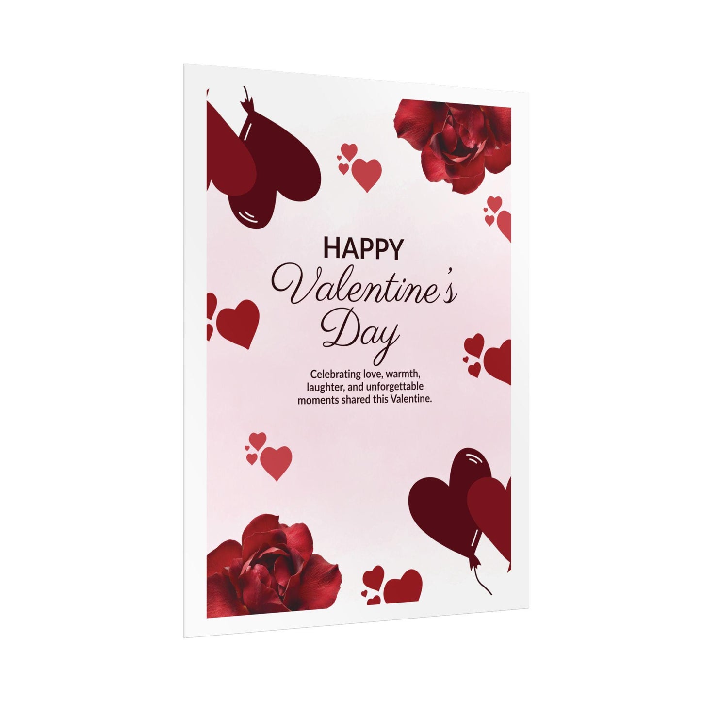 Happy Valentine's Day Rolled Poster | Heart Rose Love Print