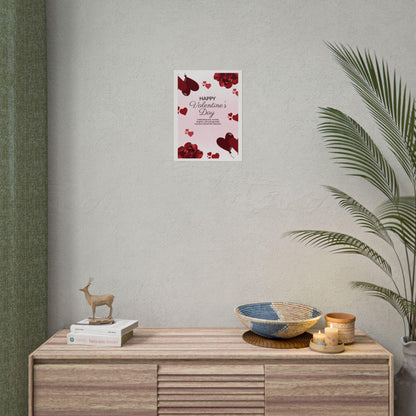 Happy Valentine's Day Rolled Poster | Heart Rose Love Print