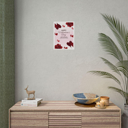 Happy Valentine's Day Rolled Poster | Heart Rose Love Print