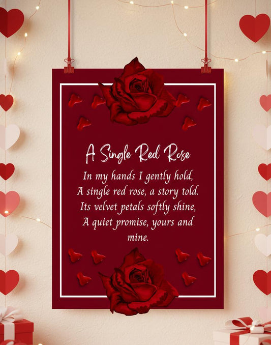 A Single Red Rose poster | Rolled Poster, floral poem wall art