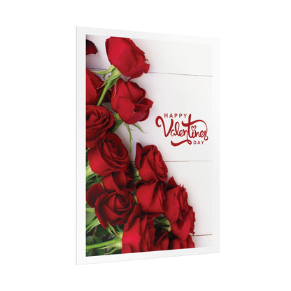 Happy Valentines Day Red Roses Rolled Poster | Romantic Floral Wall Art