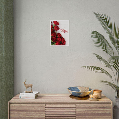 Happy Valentines Day Red Roses Rolled Poster | Romantic Floral Wall Art