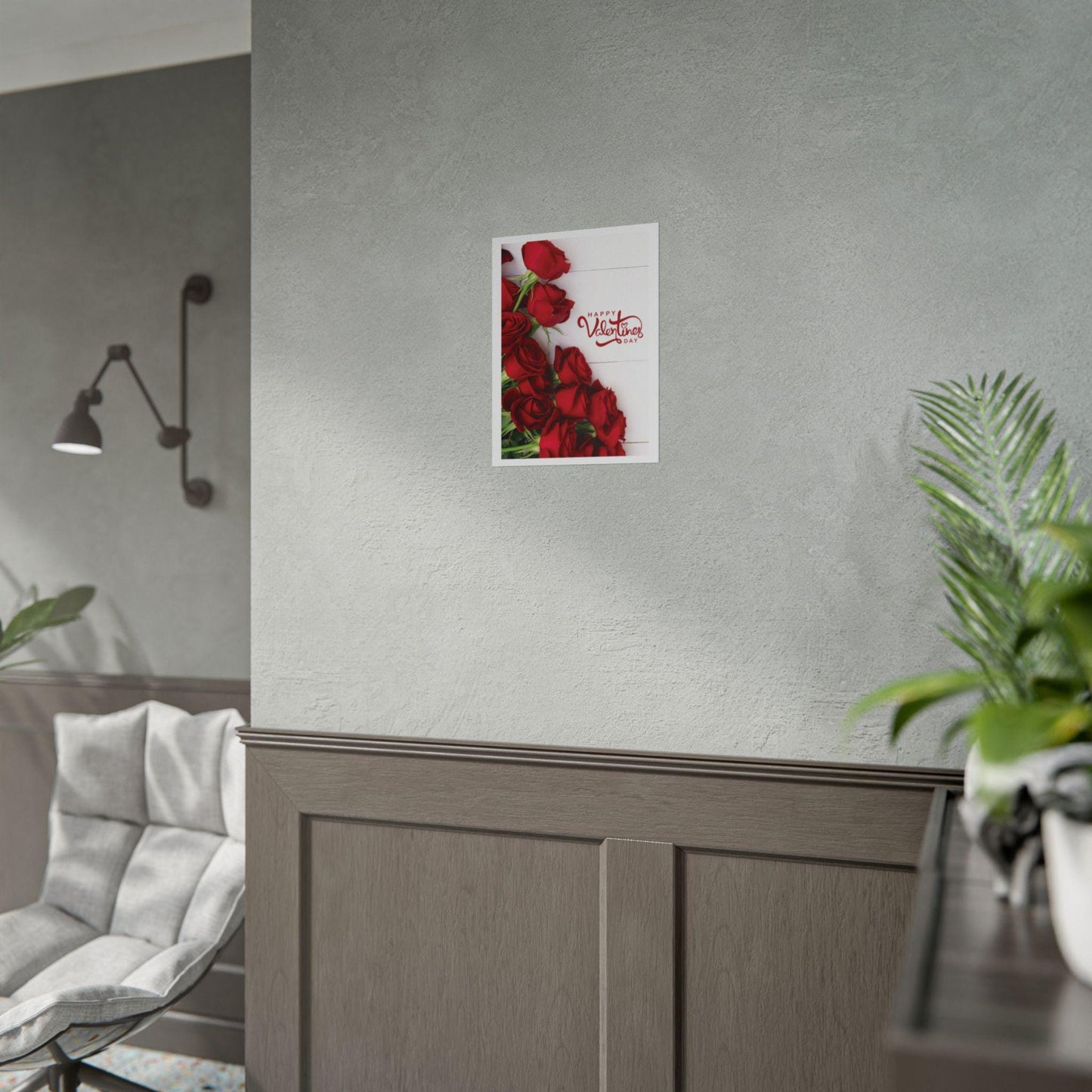 Happy Valentines Day Red Roses Rolled Poster | Romantic Floral Wall Art