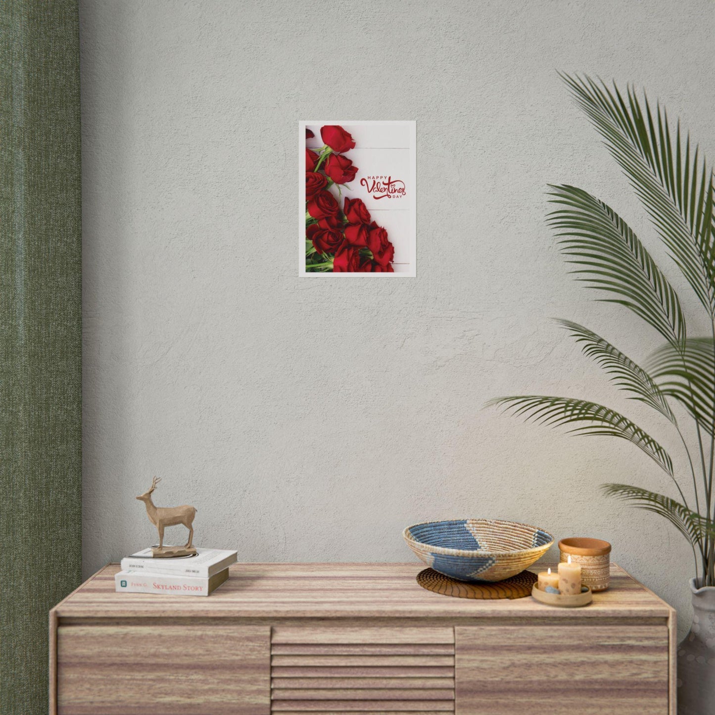 Happy Valentines Day Red Roses Rolled Poster | Romantic Floral Wall Art