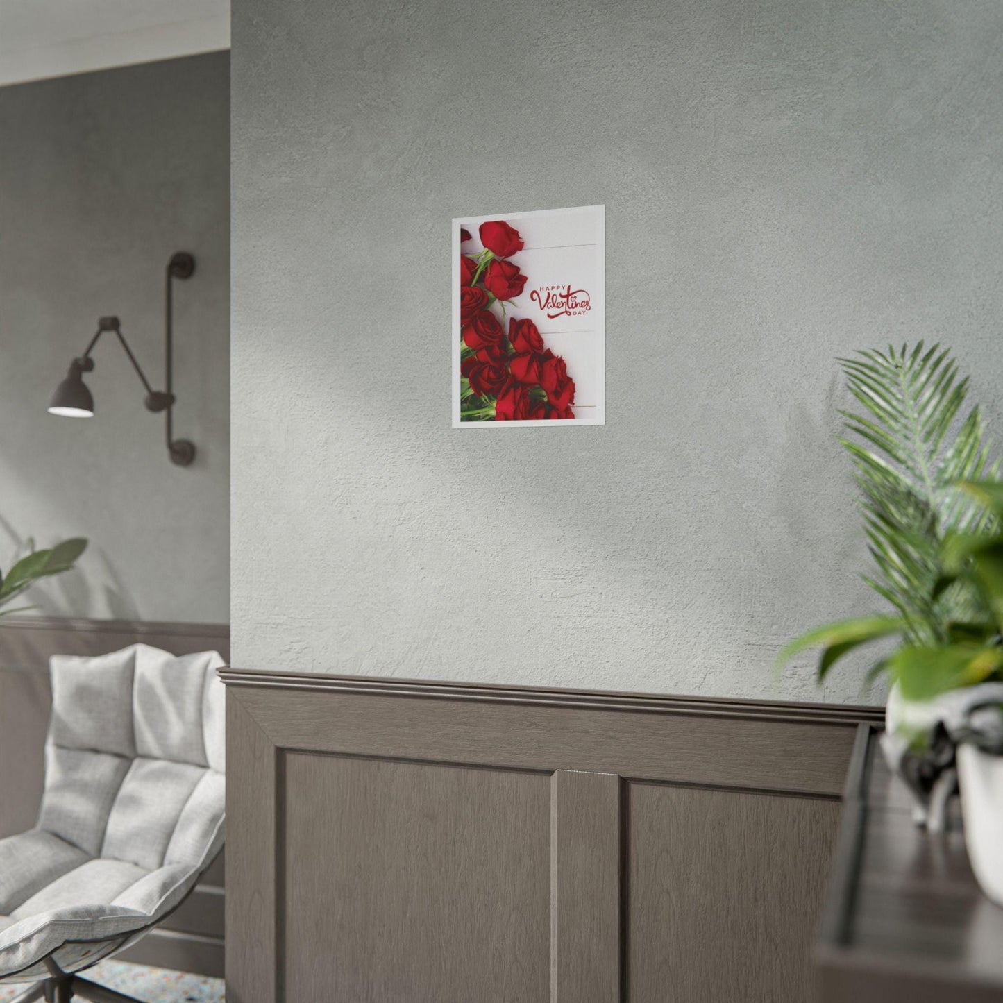 Happy Valentines Day Red Roses Rolled Poster | Romantic Floral Wall Art