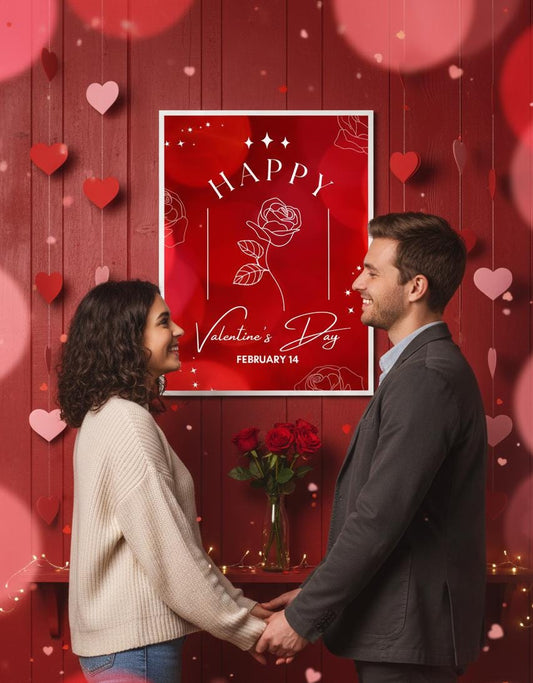 Happy Valentine's Day Rose Poster | Rolled Poster