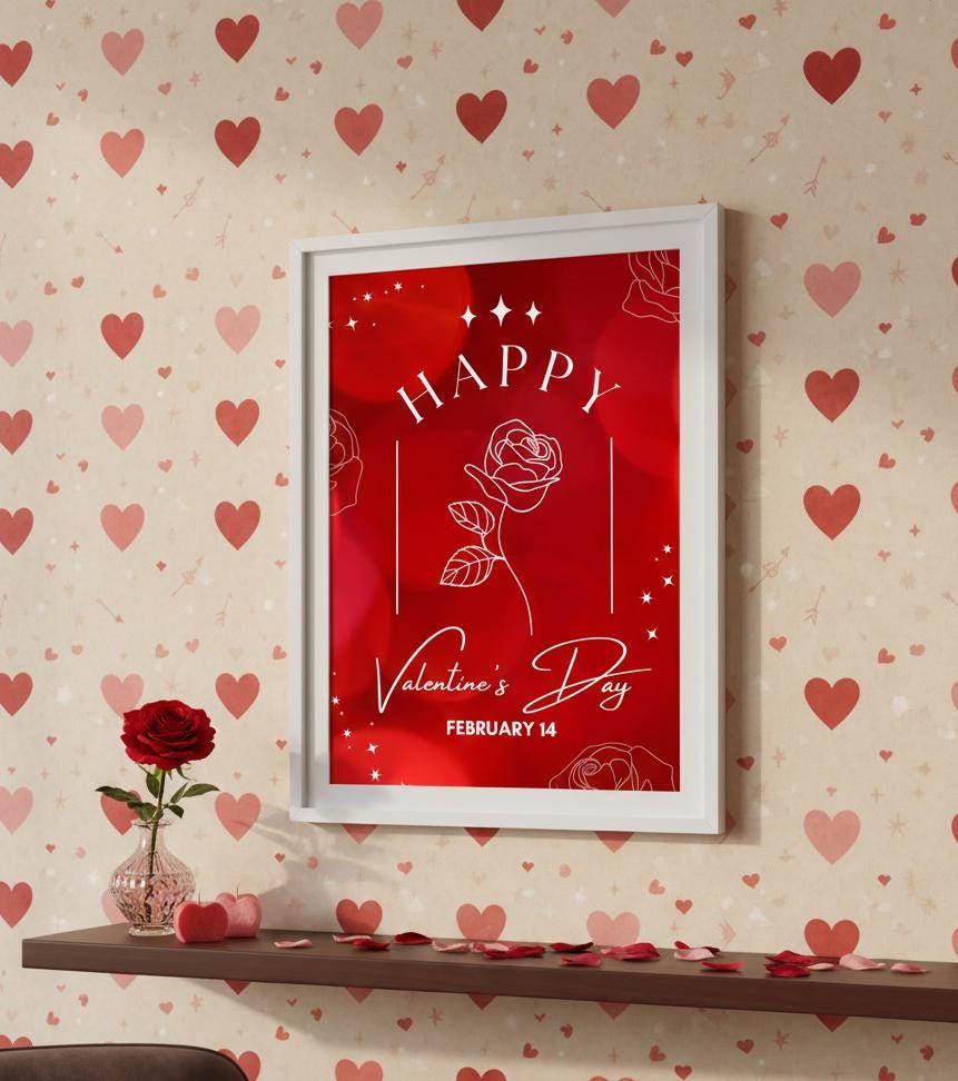 Happy Valentine's Day Rose Poster | Rolled Poster