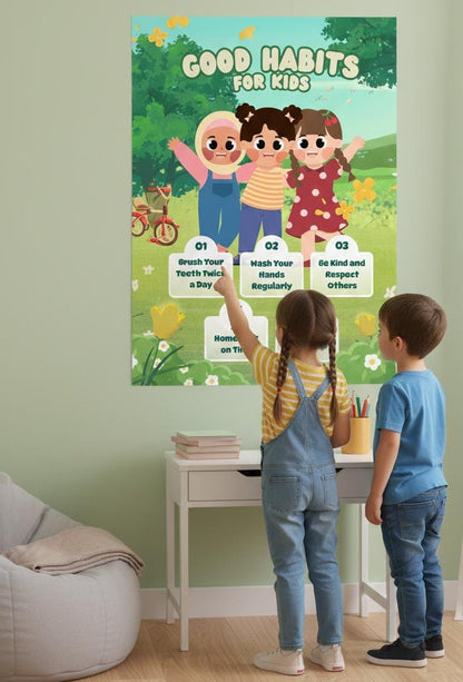Good Habits for Kids Poster | Educational Classroom Wall Art, Behavior Chart