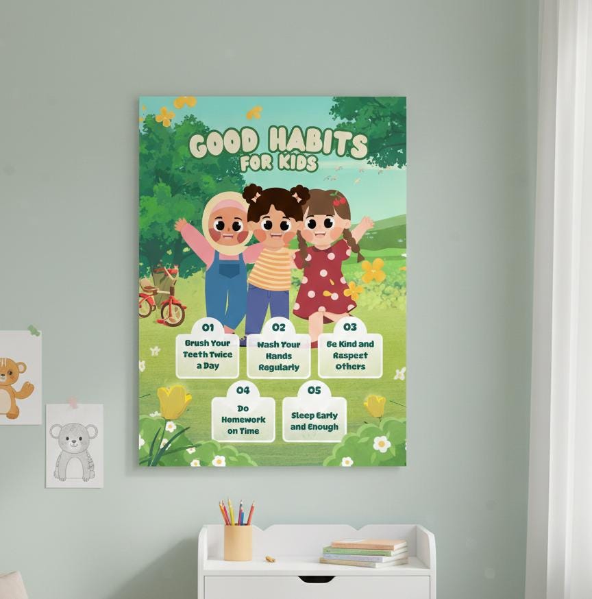 Good Habits for Kids Poster | Educational Classroom Wall Art, Behavior Chart