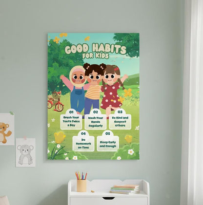 Good Habits for Kids Poster | Educational Classroom Wall Art, Behavior Chart