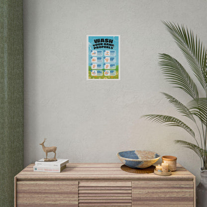 Wash Your Hands Properly Rolled Poster | Handwashing Steps, Instructional Hygiene Wall Art
