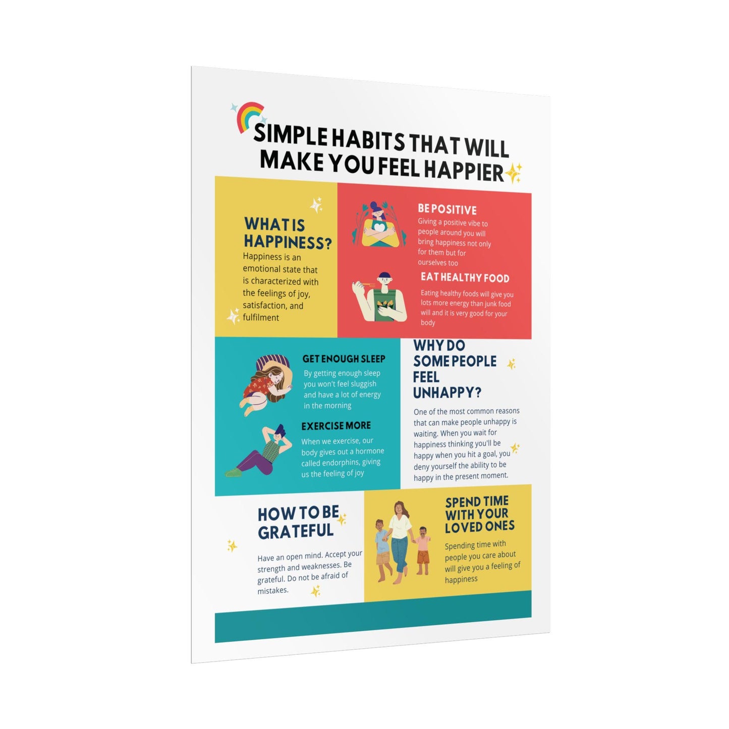 Mental Health Tips Poster | Wellness Infographic Art Print