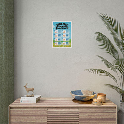 Wash Your Hands Properly Rolled Poster | Handwashing Steps, Instructional Hygiene Wall Art