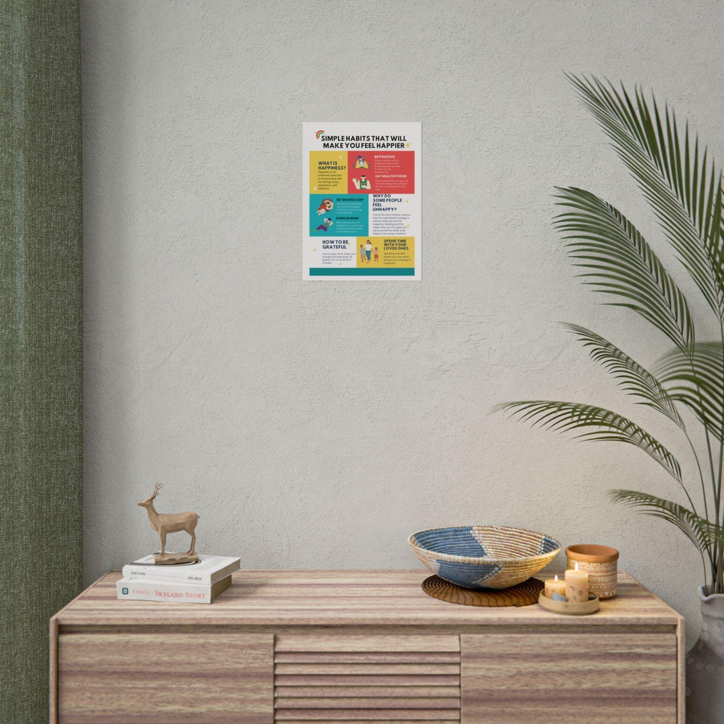 Mental Health Tips Poster | Wellness Infographic Art Print