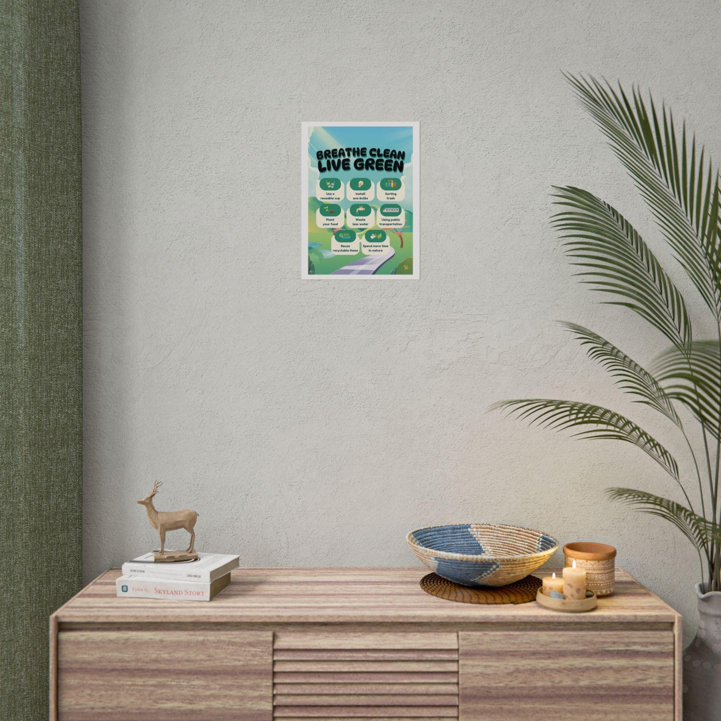 Breathe Clean Live Green Rolled Poster | Eco Tips, Recycling, Sustainable Living