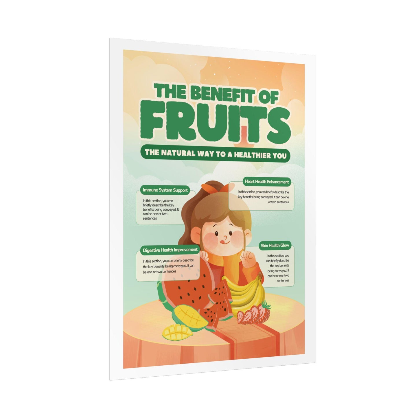The Benefit of Fruits educational poster | Rolled Poster, nutrition wall art