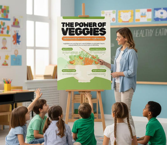 The Power of Veggies Rolled Poster | Vegetable Benefits Informational Wall Art