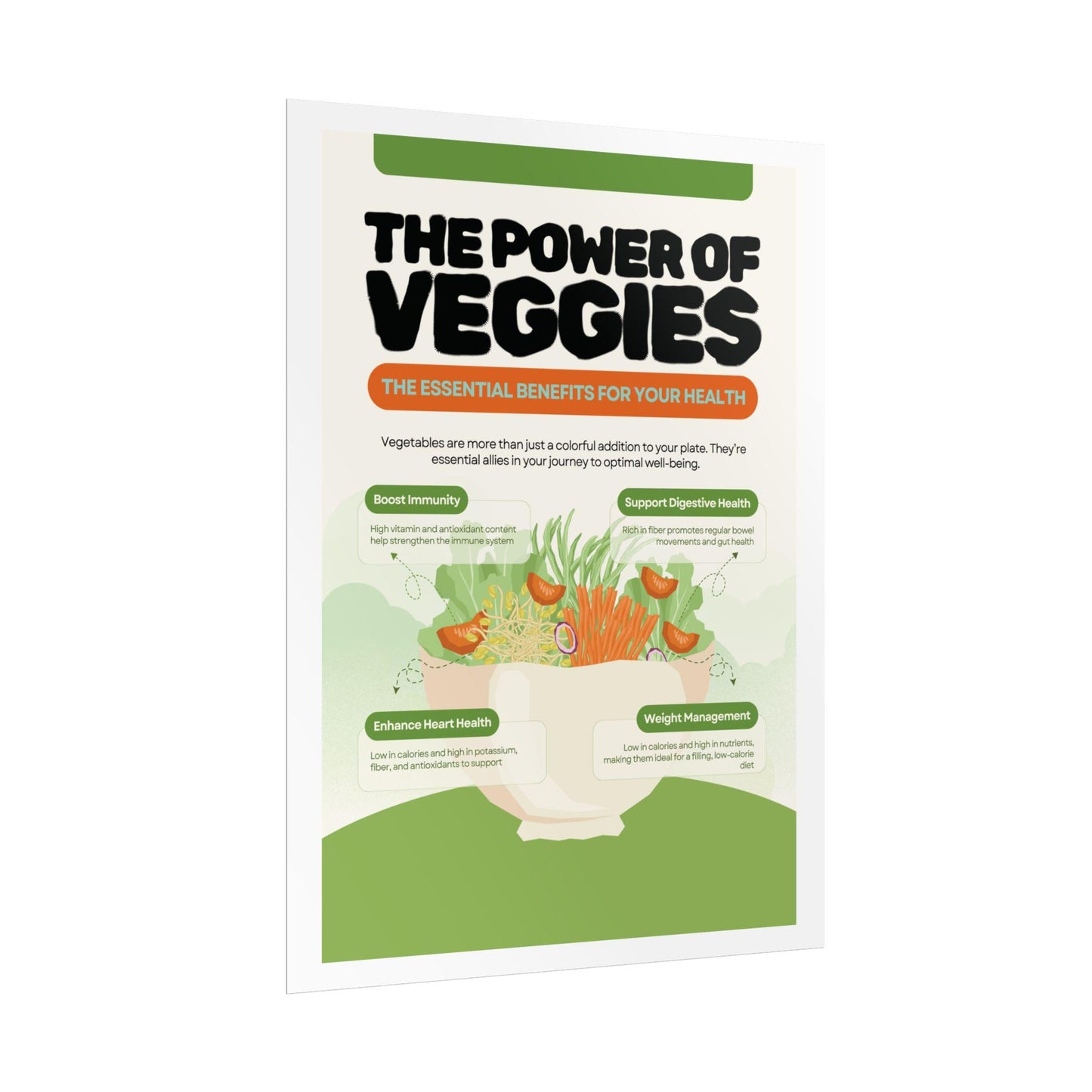 The Power of Veggies Rolled Poster | Vegetable Benefits Informational Wall Art