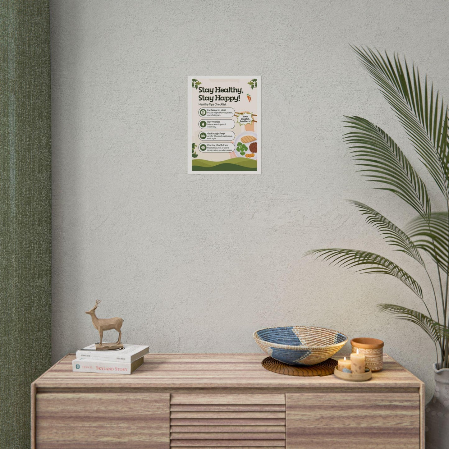 Wellness Tips Poster | Cheerful Health Reminder Wall Art
