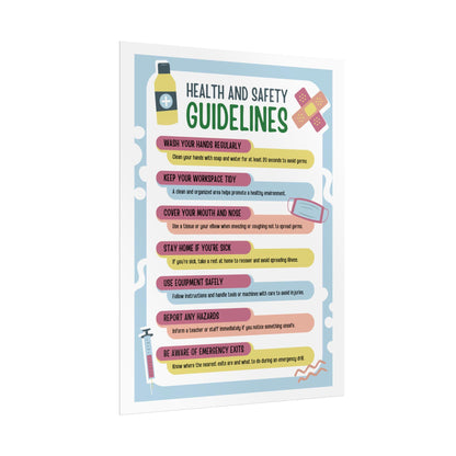Health and Safety Guidelines Rolled Poster | Workplace Safety Chart, Hygiene Reminder