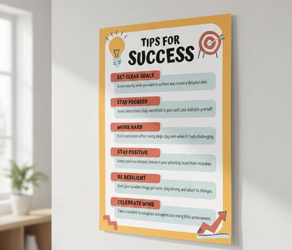 Tips for Success Rolled Poster | Motivational Wall Art, Study Decor