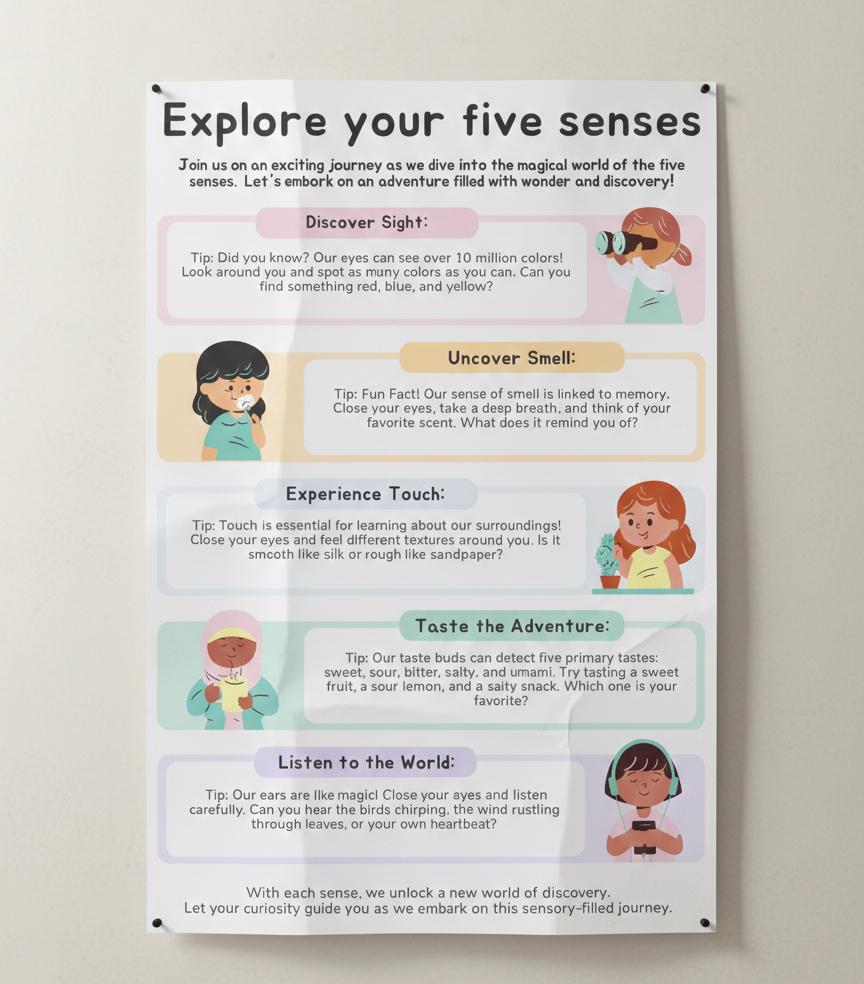 Explore Your Five Senses Rolled Poster | Educational Classroom Decor
