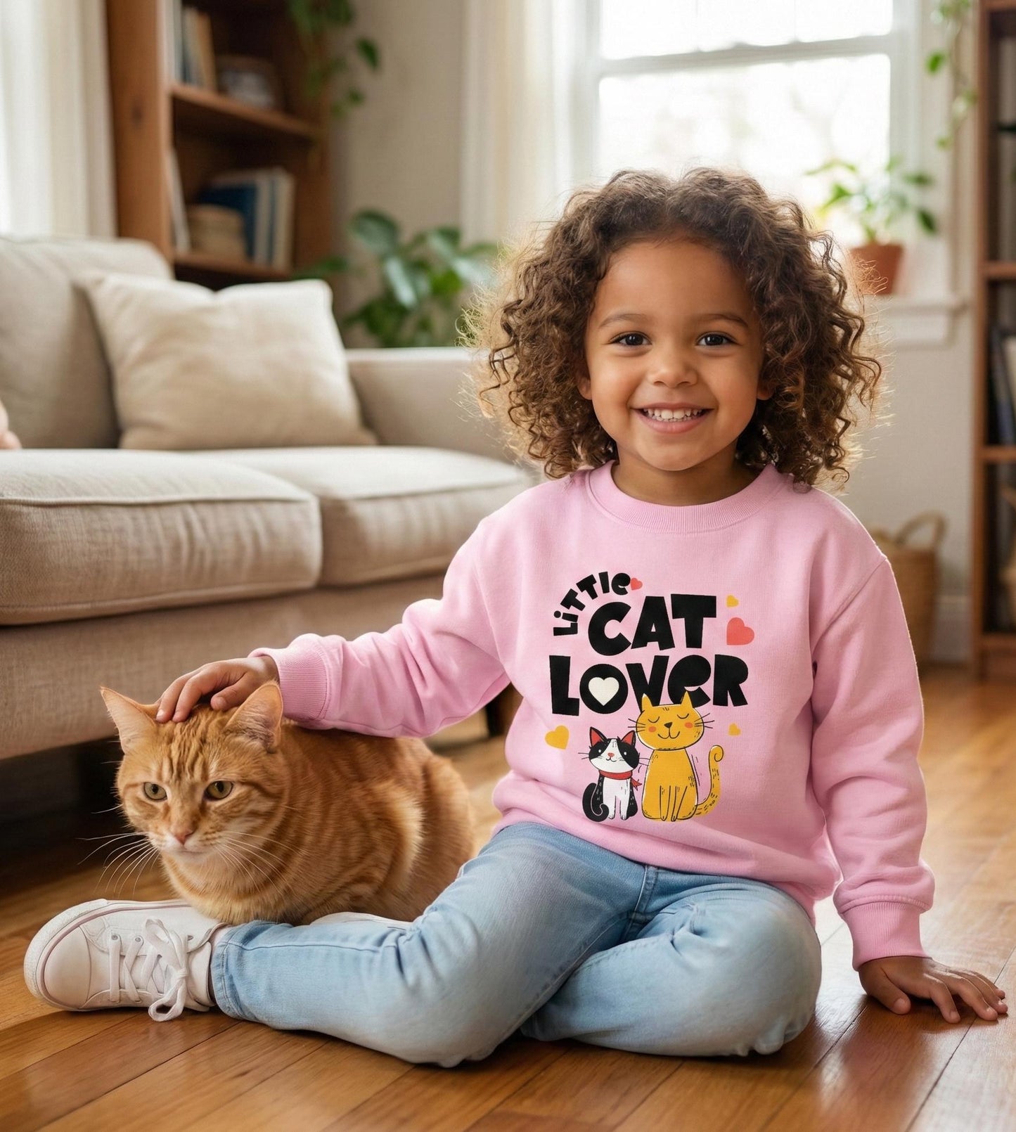 Little Cat Lover Toddler Sweatshirt | Cute Kittens, Heart Design | Unisex toddler sweatshirt