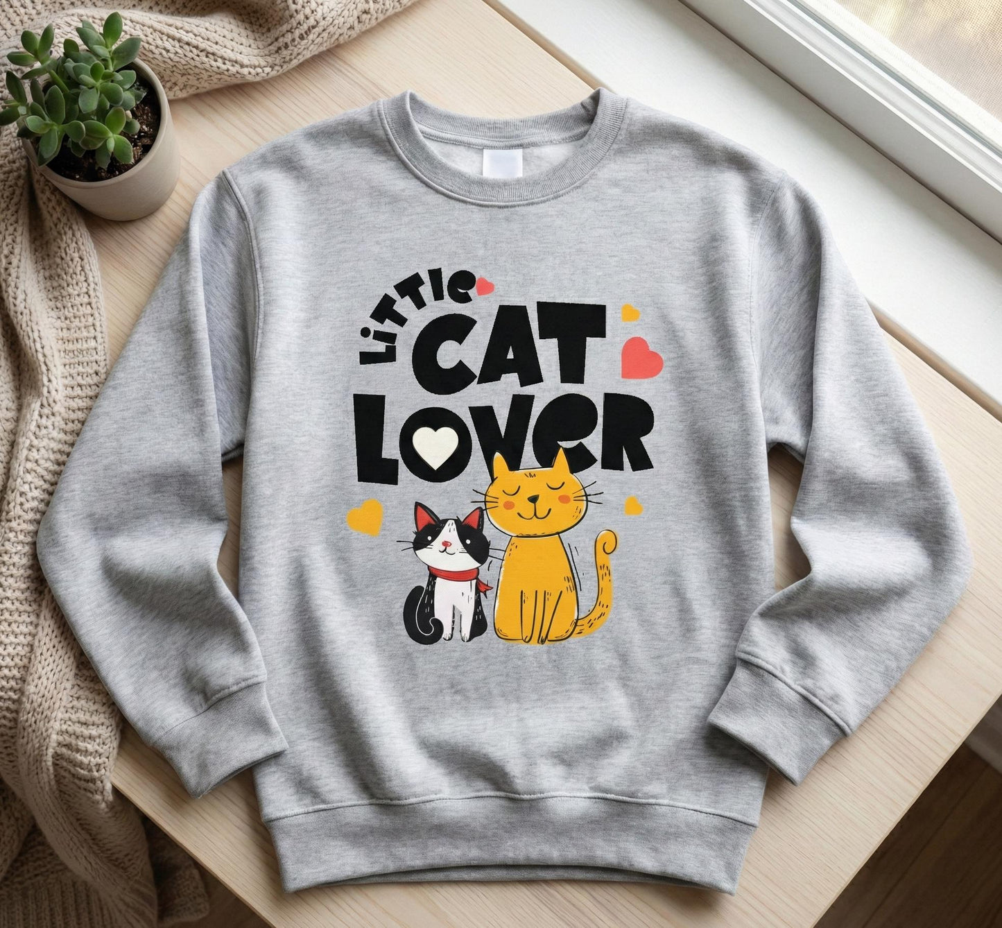 Little Cat Lover Toddler Sweatshirt | Cute Kittens, Heart Design | Unisex toddler sweatshirt