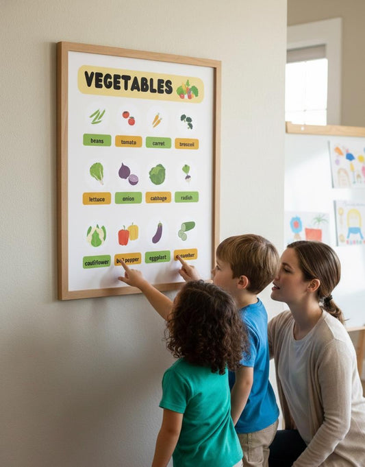 Vegetables Chart Rolled Poster | Kitchen Wall Art, Educational Produce Print