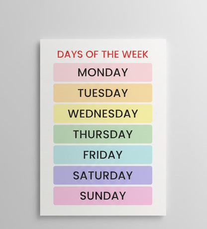 Days of the Week poster | Rolled Poster, Rainbow Pastel Classroom Print
