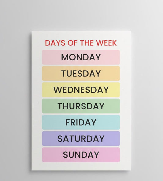 Days of the Week poster | Rolled Poster, Rainbow Pastel Classroom Print
