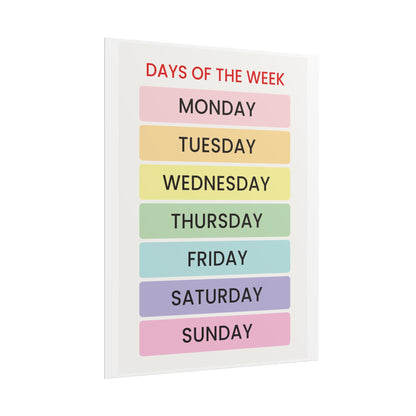 Days of the Week poster | Rolled Poster, Rainbow Pastel Classroom Print