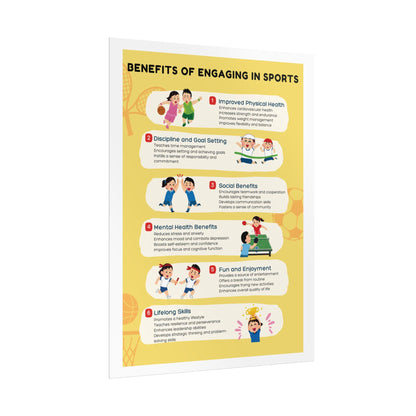 Benefits of Engaging in Sports Poster Rolled Posters | Educational Sports Infographic