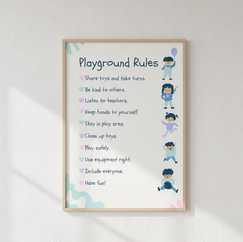 Playground Rules poster | Rolled Poster, Kids Classroom Decor